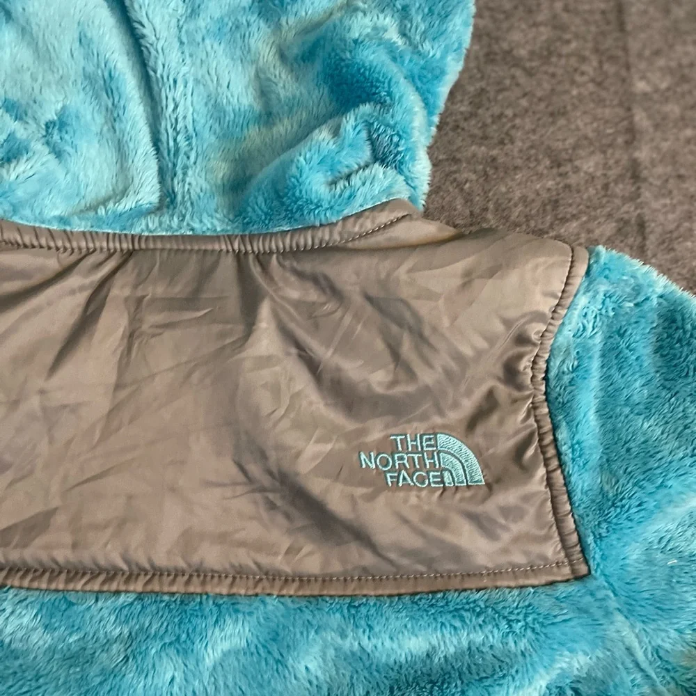 The North Face Hooded Sherpa‎ Fleece Zip Jacket Aqua / Gray Size 10/12